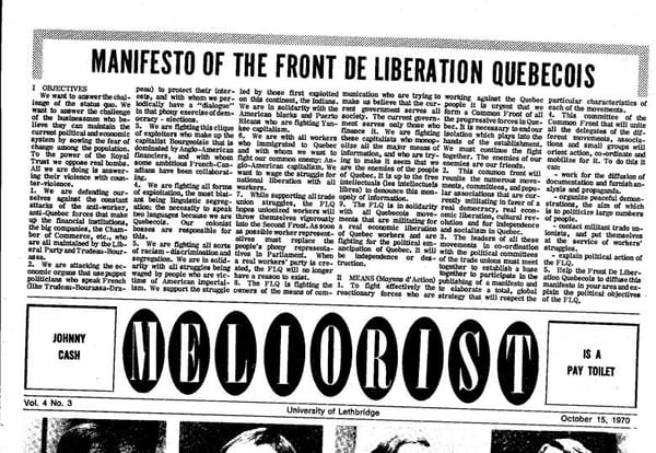 Meliorist editor nearly arrested for treason during 1970 October Crisis